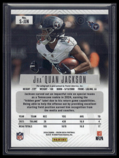 2024 Panini Prizm Deca #S-JJN Jha'Quan Jackson Signatures