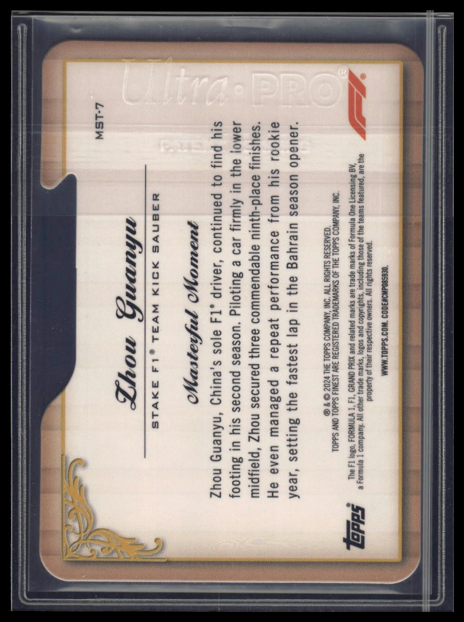 2024 Topps Finest Formula 1 #FIN-7 Zhou Guanyu Finishers Refractors Die Cut #/74