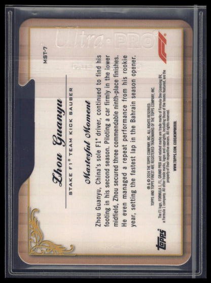 2024 Topps Finest Formula 1 #FIN-7 Zhou Guanyu Finishers Refractors Die Cut #/74