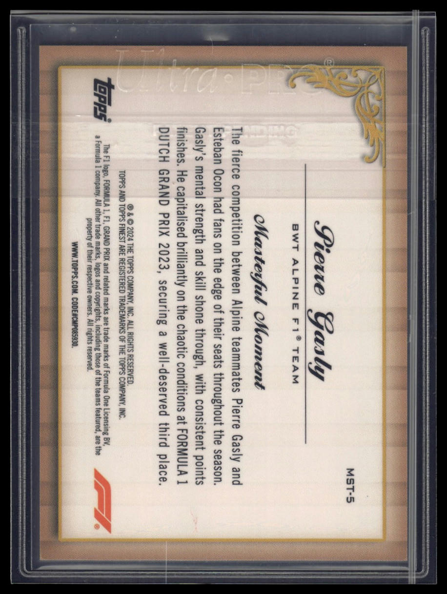 2024 Topps Finest Formula 1 #MST-5 Pierre Gasly Masters Gold Refractor #/50