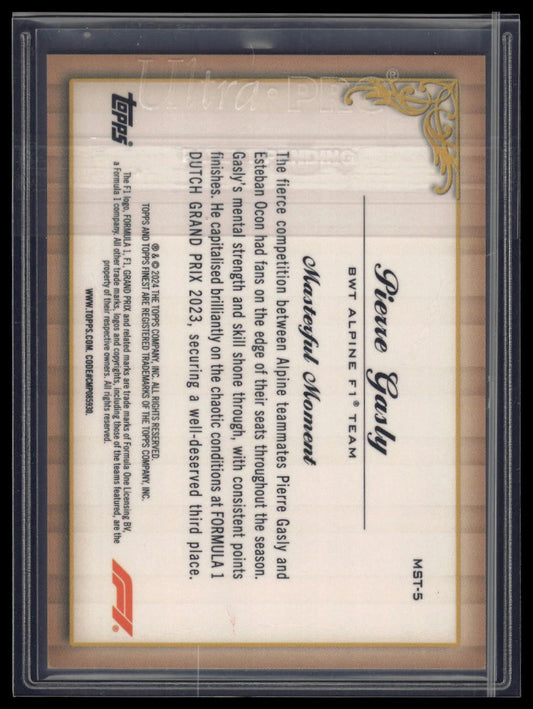 2024 Topps Finest Formula 1 #MST-5 Pierre Gasly Masters Gold Refractor #/50