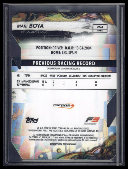 2024 Topps Finest Formula 1 #254 Mari Boya Refractors Die Cut #/40