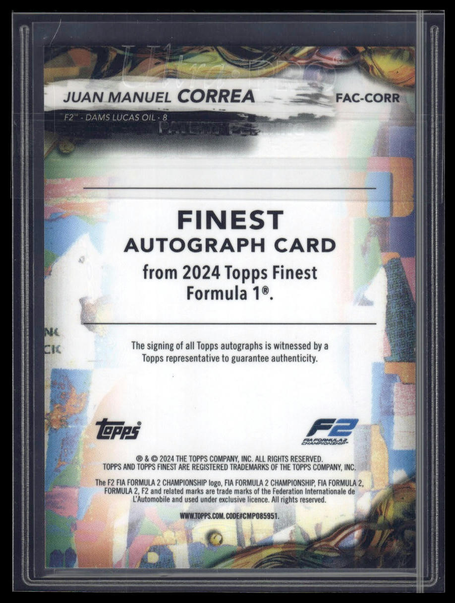 2024 Topps Finest Formula 1 #FAC-CORR Juan Manuel Correa Finest Autographs /74