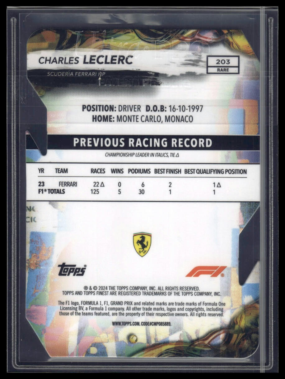 2024 Topps Finest Formula 1 #203 Charles Leclerc Refractors Die Cut #/40