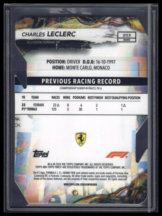 2024 Topps Finest Formula 1 #203 Charles Leclerc Refractors Die Cut #/40