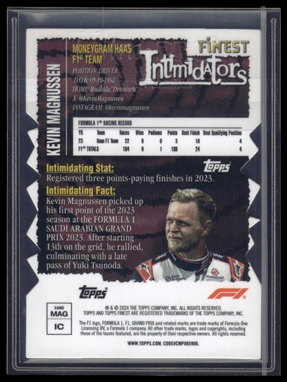 2024 Topps Finest Formula 1 #MAG Kevin Magnussen Intimidators Refractor /74
