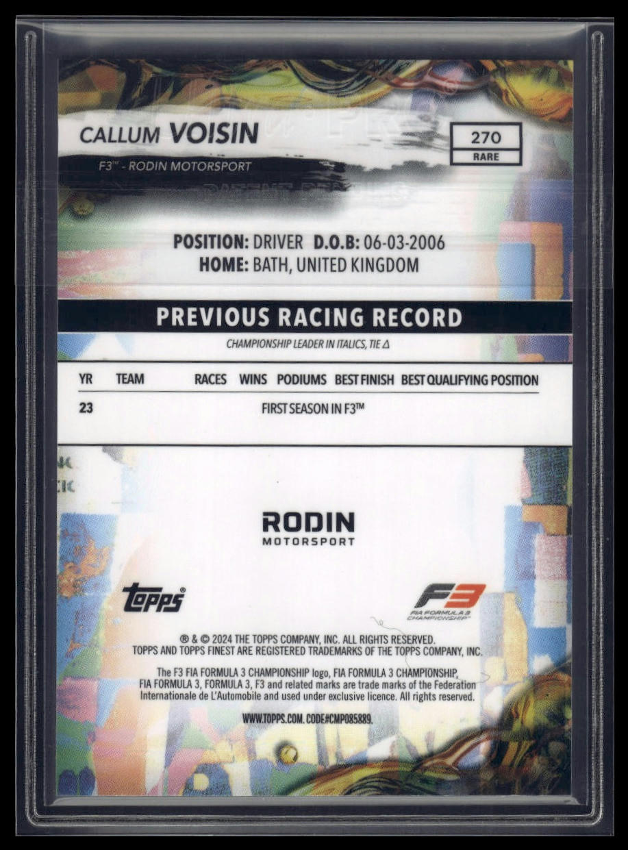 2024 Topps Finest Formula 1 #270 Callum Voisin Blue Refractors #/99