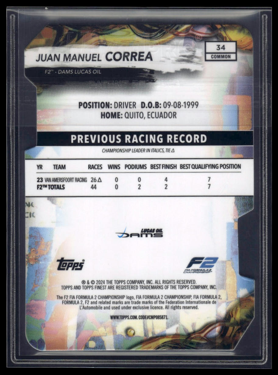 2024 Topps Finest Formula 1 #34 Juan Manuel Correa Refractors Die Cut #/99