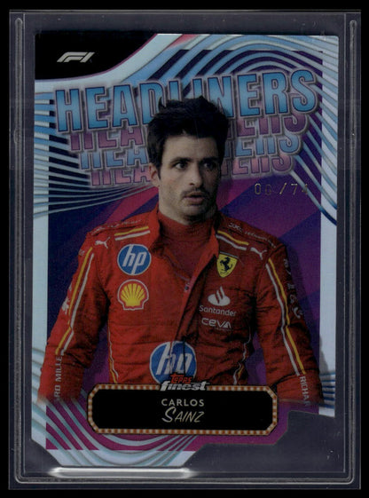 2024 Topps Finest Formula 1 #HL-2 Carlos Sainz Headliners Die Cut #/74