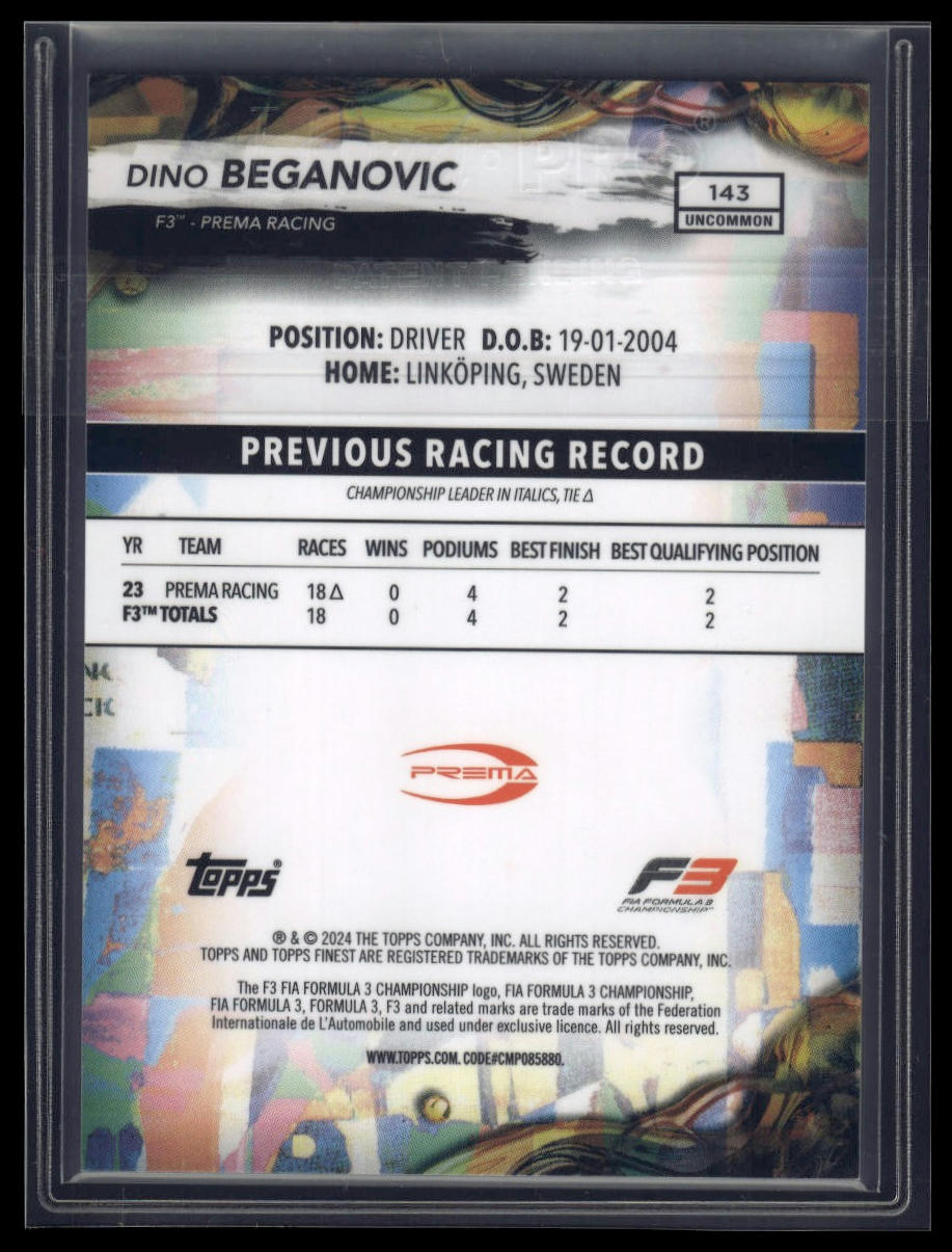 2024 Topps Finest Formula 1 #143 Dino Beganovic Blue Refractors #/150