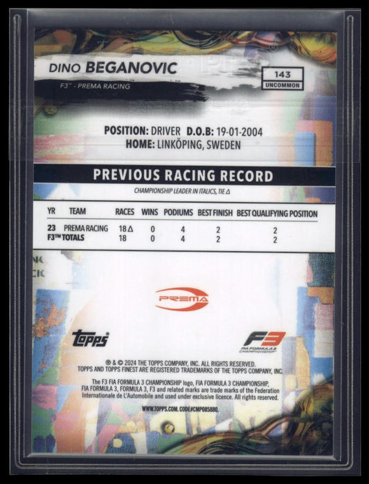 2024 Topps Finest Formula 1 #143 Dino Beganovic Blue Refractors #/150