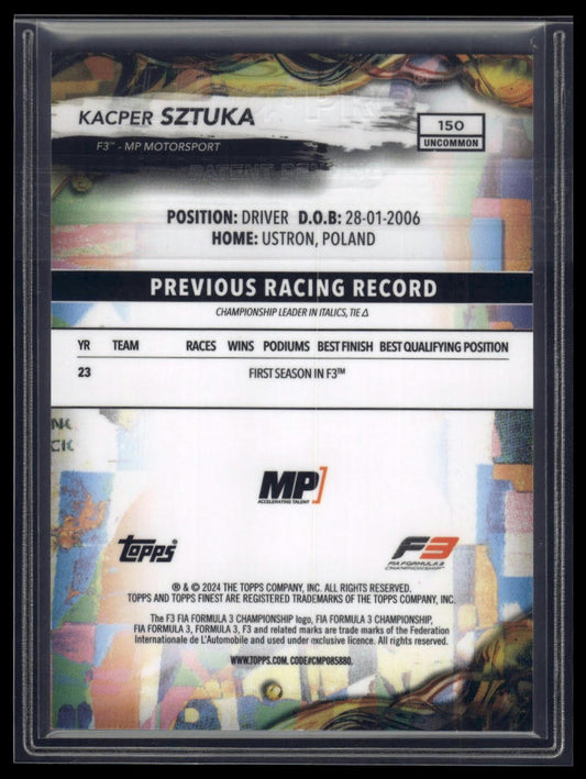 2024 Topps Finest Formula 1 #150 Kacper Sztuka Blue Refractors #/150