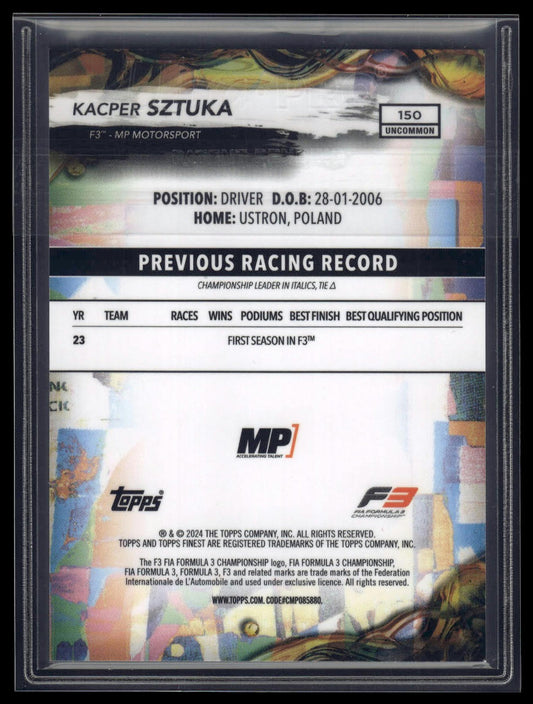 2024 Topps Finest Formula 1 #150 Kacper Sztuka Black Refractors #/20