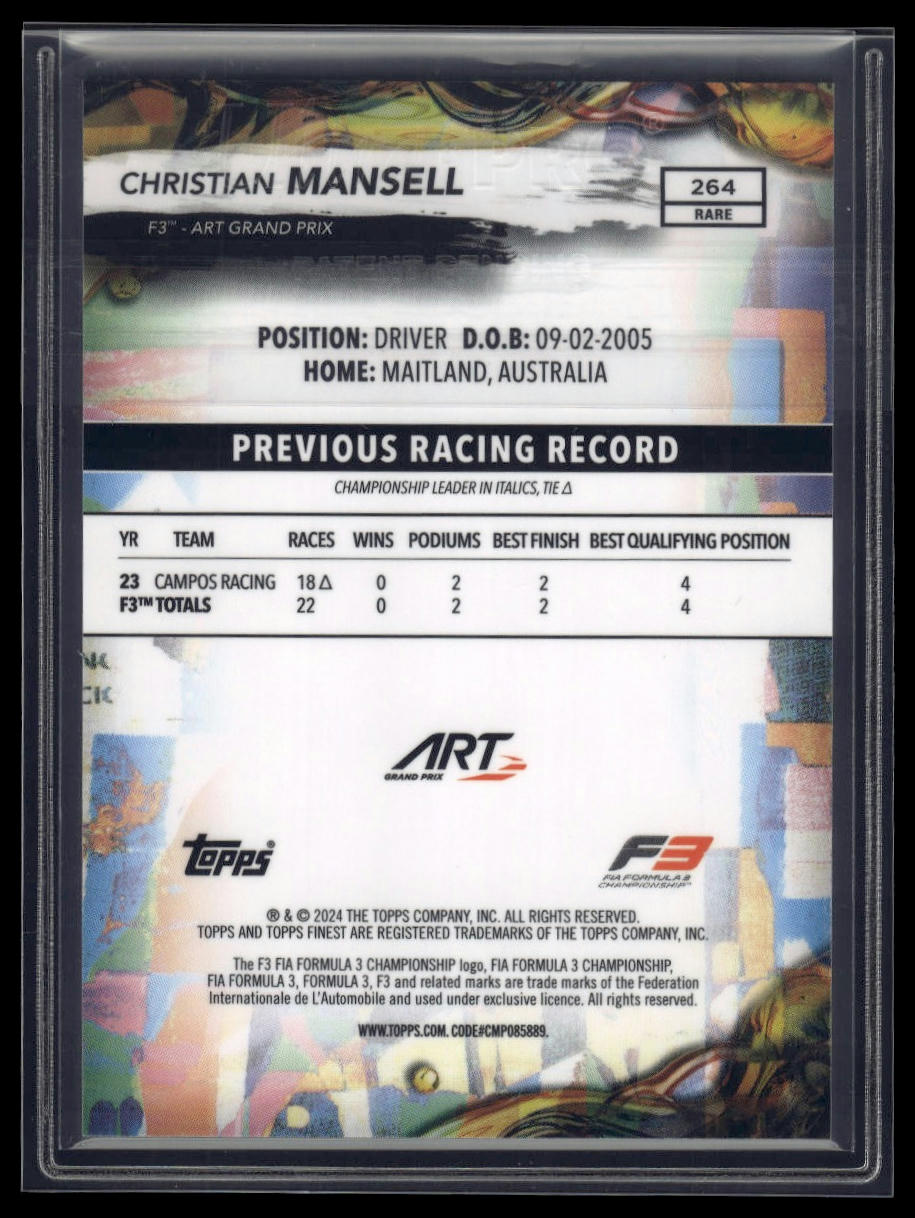 2024 Topps Finest Formula 1 #249 Tim Tramnitz Blue Refractors #/99