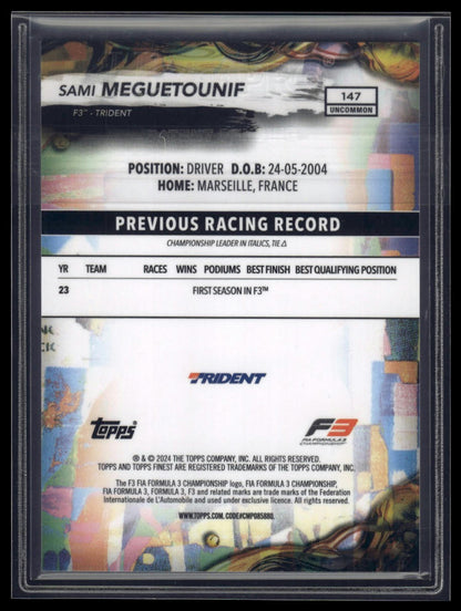 2024 Topps Finest Formula 1 #147 Sami Meguetounif Blue Refractors #/150
