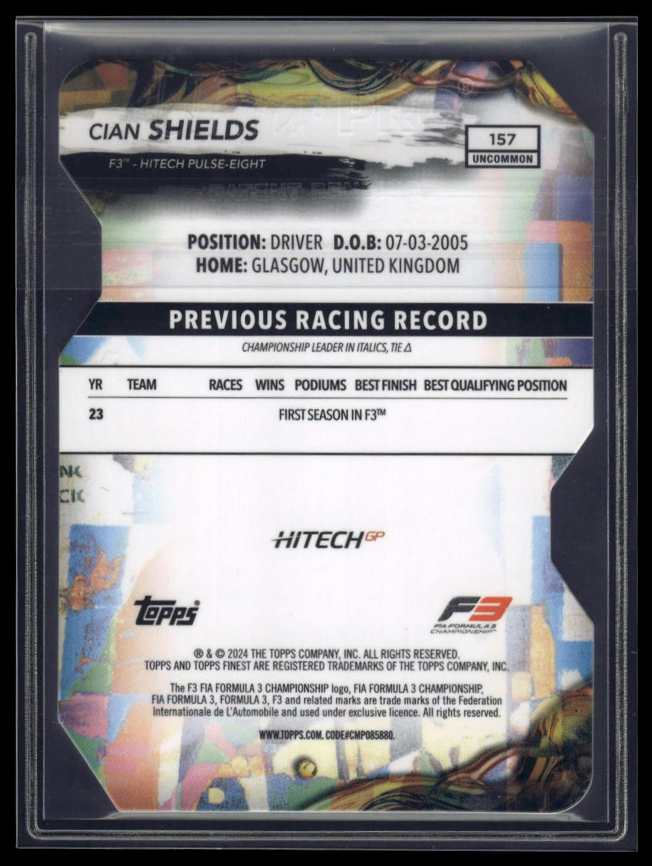 2024 Topps Finest Formula 1 #157 Cian Shields Refractors Die Cut #/75
