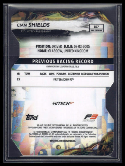 2024 Topps Finest Formula 1 #157 Cian Shields Refractors Die Cut #/75