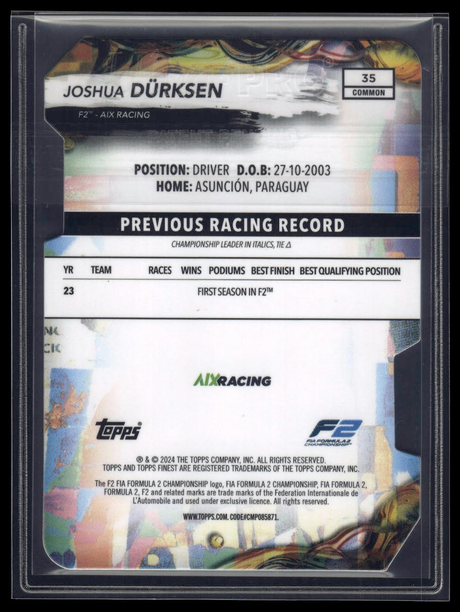 2024 Topps Finest Formula 1 #35 Joshua Dürksen Refractors Die Cut #/99
