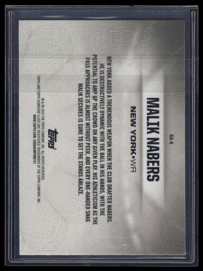 2024 Topps Signature Class #GA-6 Malik Nabers Gridiron Ambassadors Teal #/225