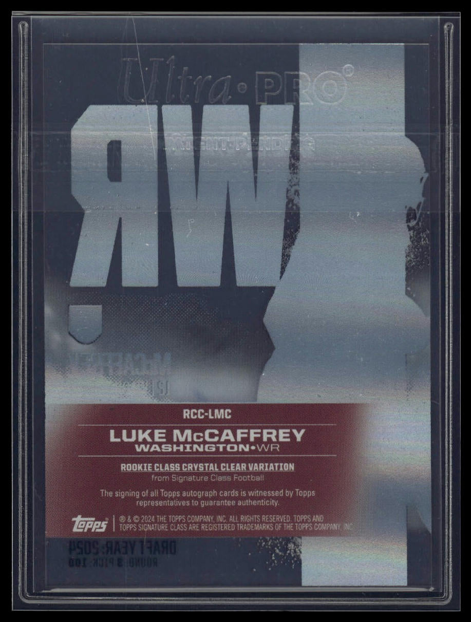 2024 Topps Signature Class #RCC-LMC Luke McCaffrey Crystal Clear Variation