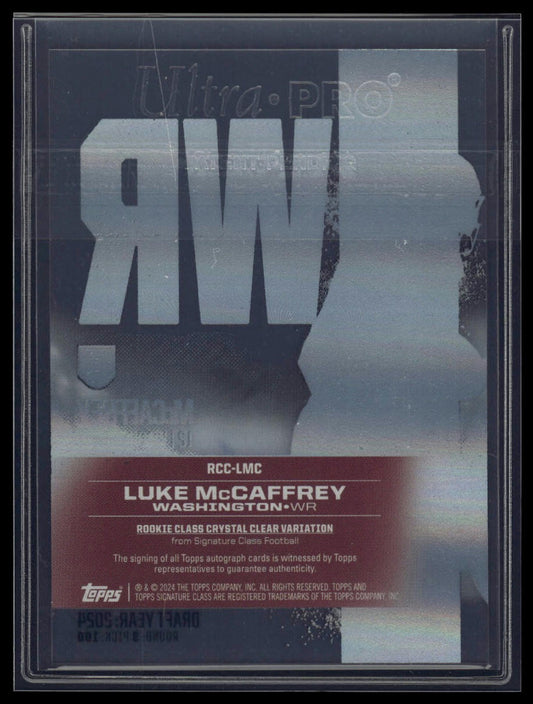 2024 Topps Signature Class #RCC-LMC Luke McCaffrey Crystal Clear Variation