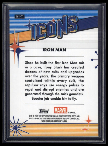 2025 Topps Chrome Marvel #MI-7 Iron Man Marvel Icons