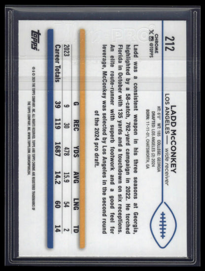 2024 Topps Chrome #212 Ladd McConkey Purple Refractor #/275
