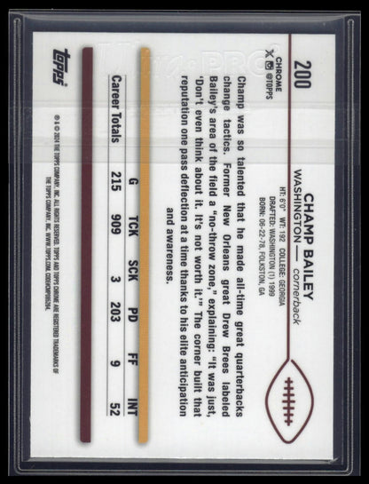 2024 Topps Chrome #200 Champ Bailey Aqua Refractor #/199