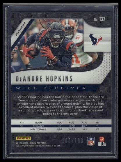 2019 Panini Prizm #132 DeAndre Hopkins Blue Wave #/199