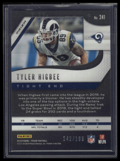 2019 Panini Prizm #241 Tyler Higbee Blue Wave #/199