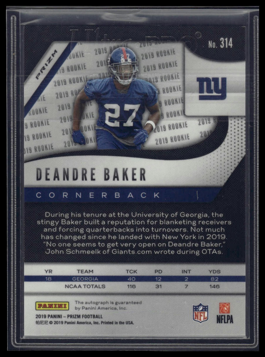 2019 Panini Prizm #314 Deandre Baker Rookie Autographs
