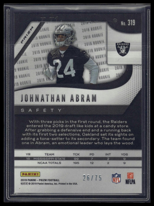 2019 Panini Prizm #319 Johnathan Abram Green Scope #/75