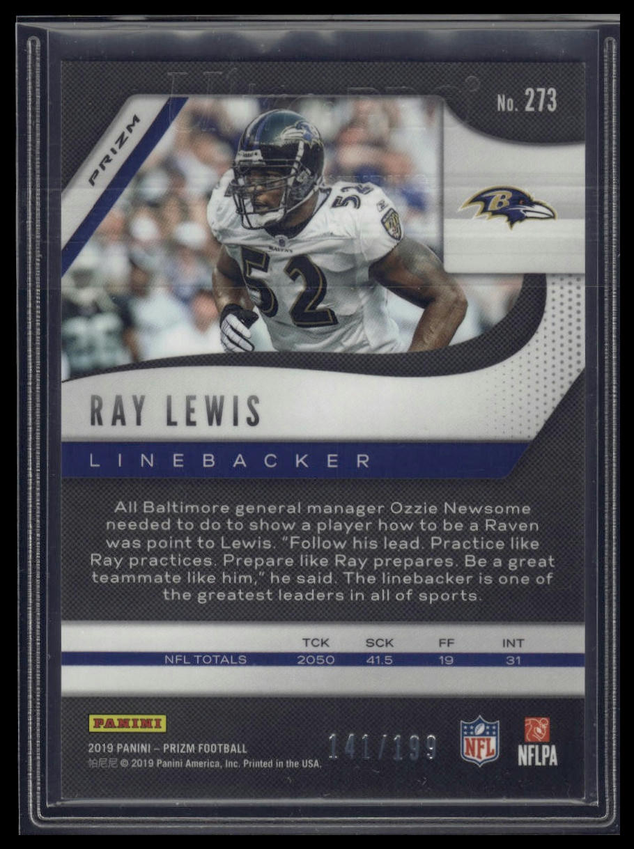 2019 Panini Prizm #273 Ray Lewis Blue Wave #/199