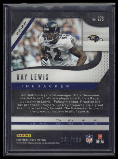 2019 Panini Prizm #273 Ray Lewis Blue Wave #/199