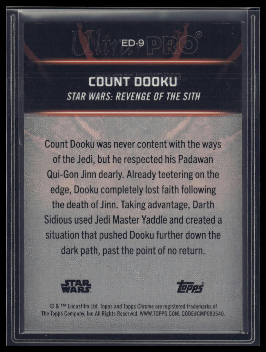 2024 Topps Chrome Black Star Wars Count Dooku Embrace the Dark Side /25