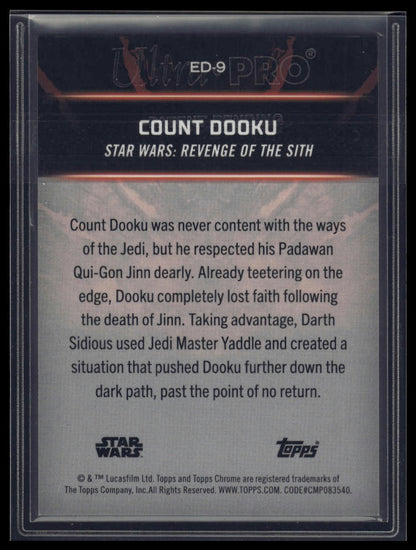 2024 Topps Chrome Black Star Wars Count Dooku Embrace the Dark Side /25