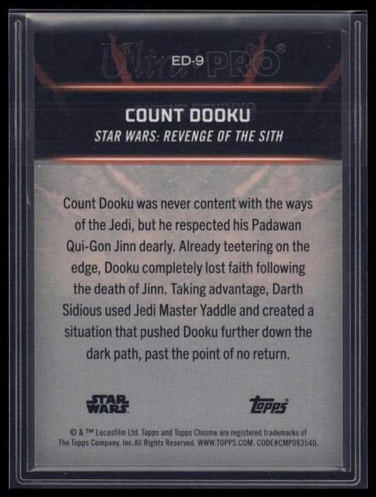 2024 Topps Chrome Black Star Wars Count Dooku Embrace the Dark Side /25