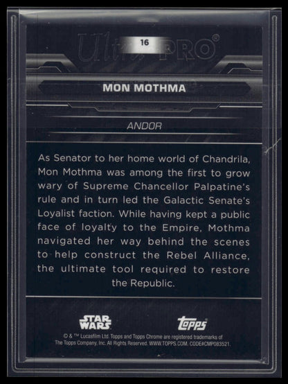 2024 Topps Chrome Black Star Wars #16 Mon Mothma Gold Refractor