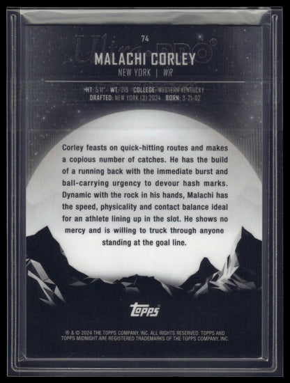 2024 Topps Midnight #74 Malachi Corley Morning #/149