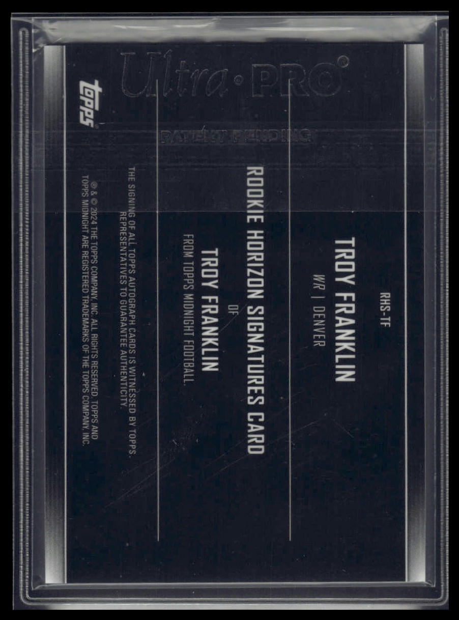 2024 Topps Midnight #RHS-TF Troy Franklin Rookie Horizon Signatures Midnight