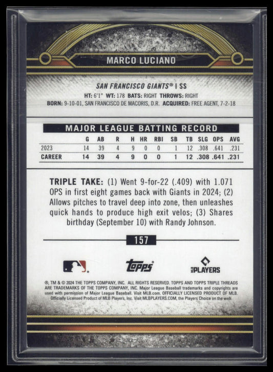 2024 Topps Triple Threads #157 Marco Luciano Sapphire #/25