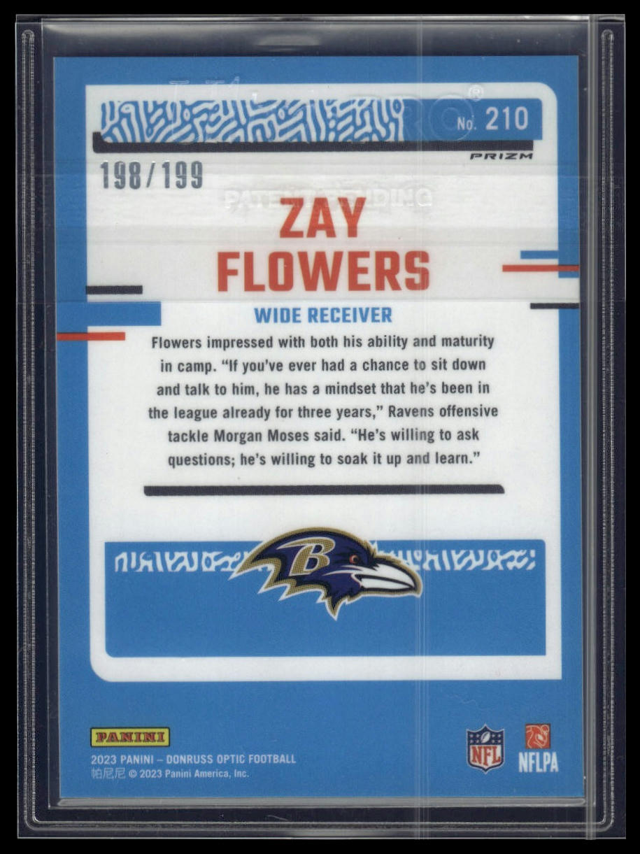 2023 Donruss Optic #210 Zay Flowers Blue #/199