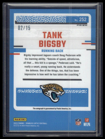 2023 Donruss Optic #252 Tank Bigsby Rated Rookies RPS Autographs Ice #/15
