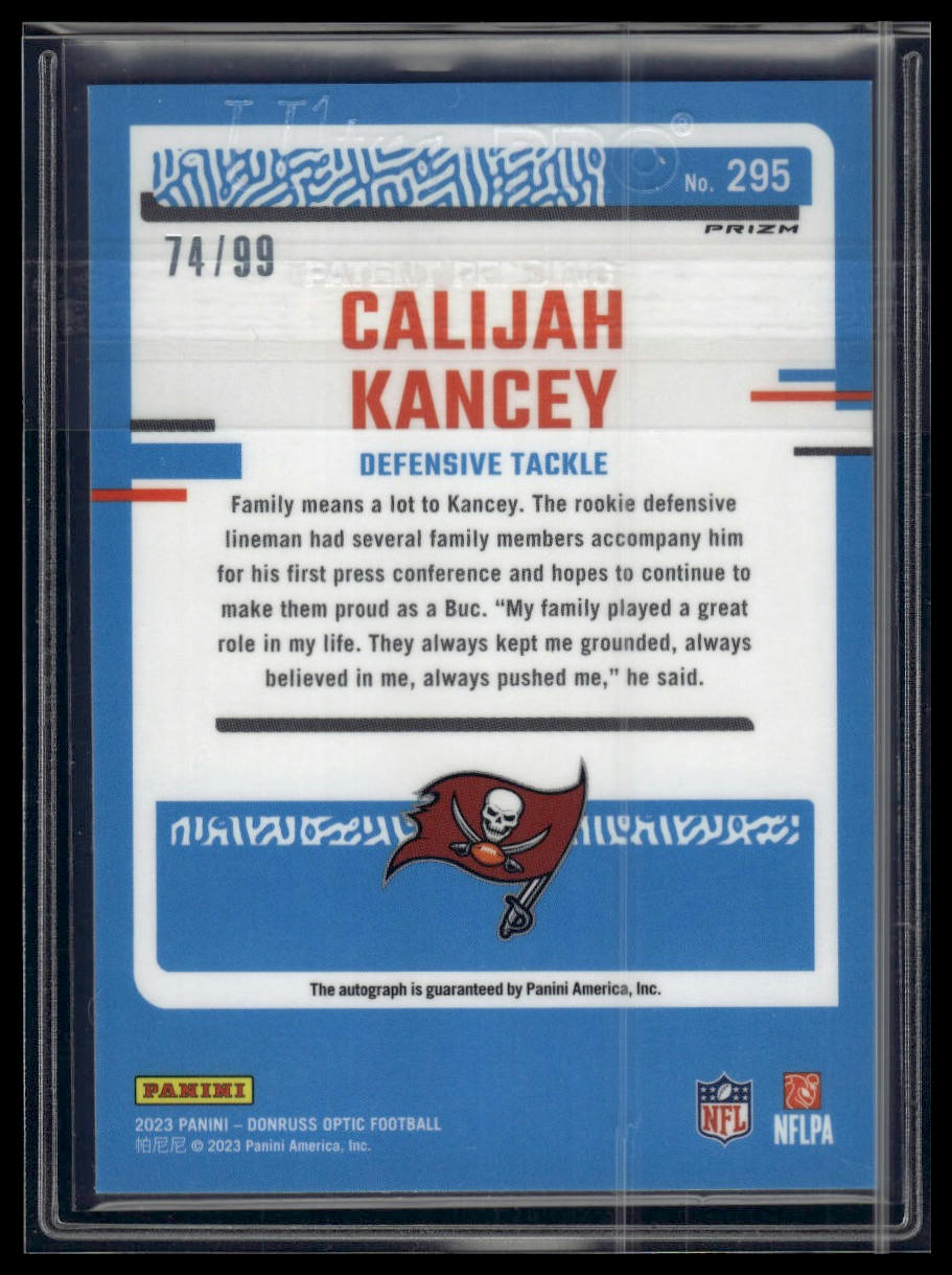 2023 Donruss Optic #295 Calijah Kancey Rated Rookies Autographs Blue #/99