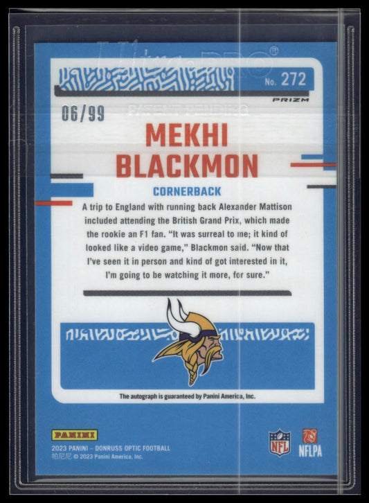 2023 Donruss Optic #272 Mekhi Blackmon Rated Rookies Autographs Blue #/99