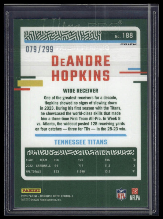 2023 Donruss Optic #188 DeAndre Hopkins Aqua #/299