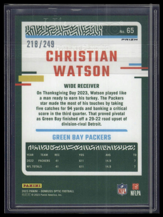 2023 Donruss Optic #65 Christian Watson Orange #/249