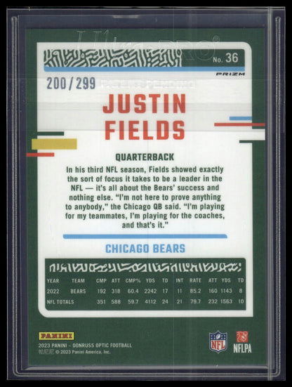 2023 Donruss Optic #36 Justin Fields Aqua #/299
