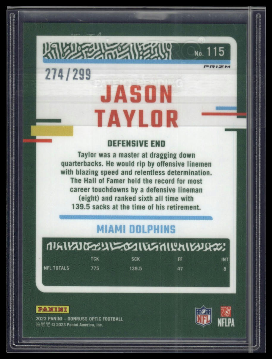 2023 Donruss Optic #115 Jason Taylor Aqua #/299