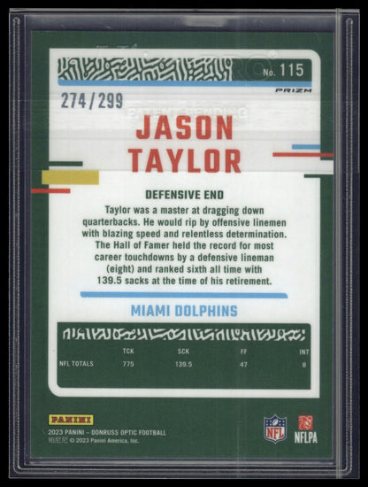 2023 Donruss Optic #115 Jason Taylor Aqua #/299